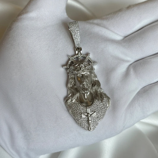 Sterling Silver Jesus cz pendant