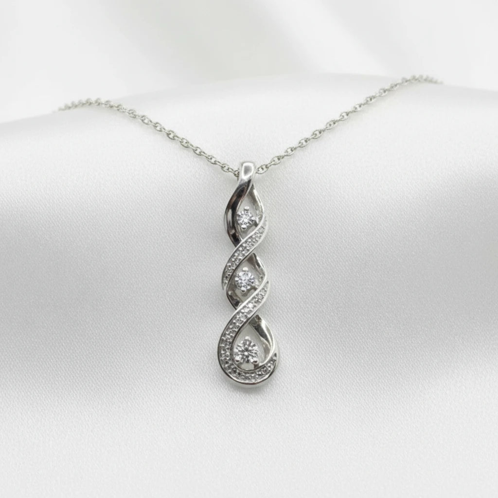 Sterling Silver Diamond Twist Pendant