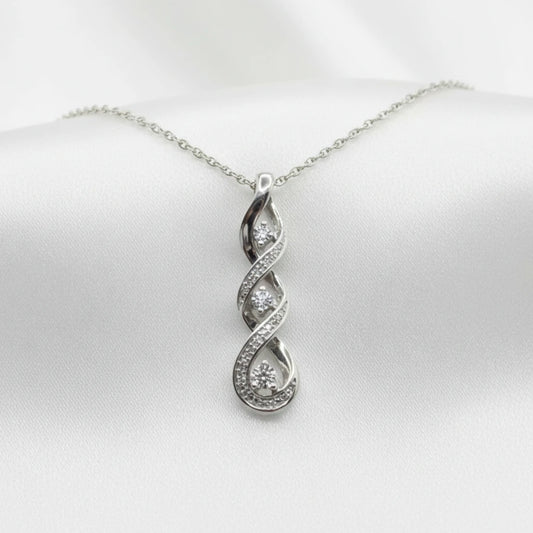 Sterling Silver Diamond Twist Pendant