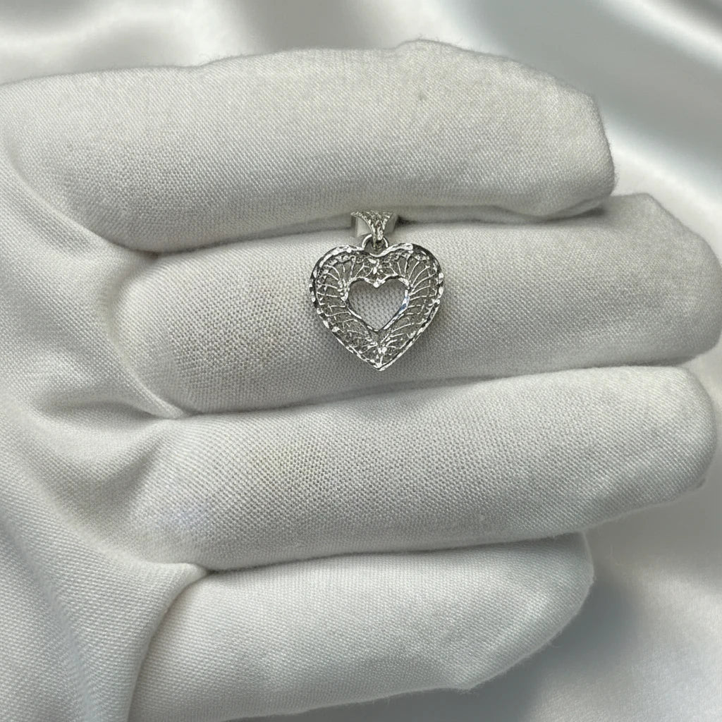 14k white gold heart pendant