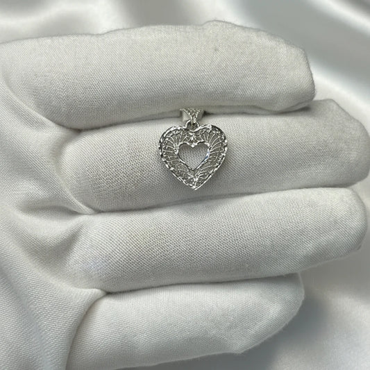 14k white gold heart pendant