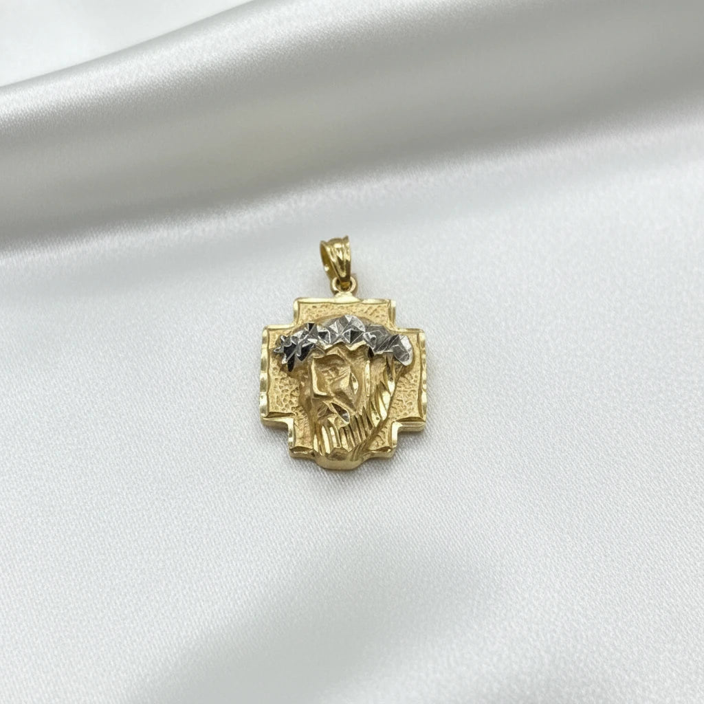14k two tone religious pendant