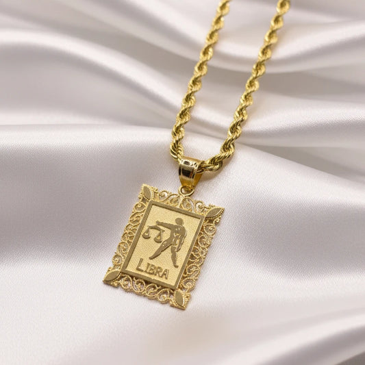 10k libra zodiac pendant