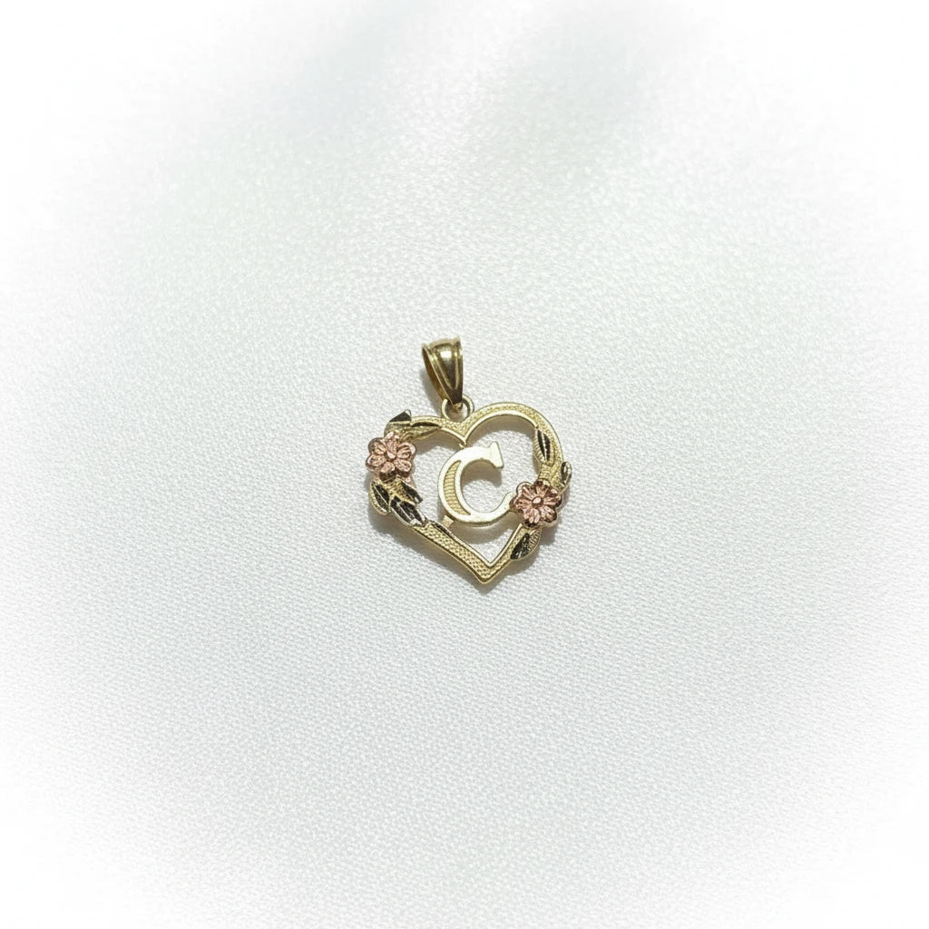 10k letter Heart Pendant