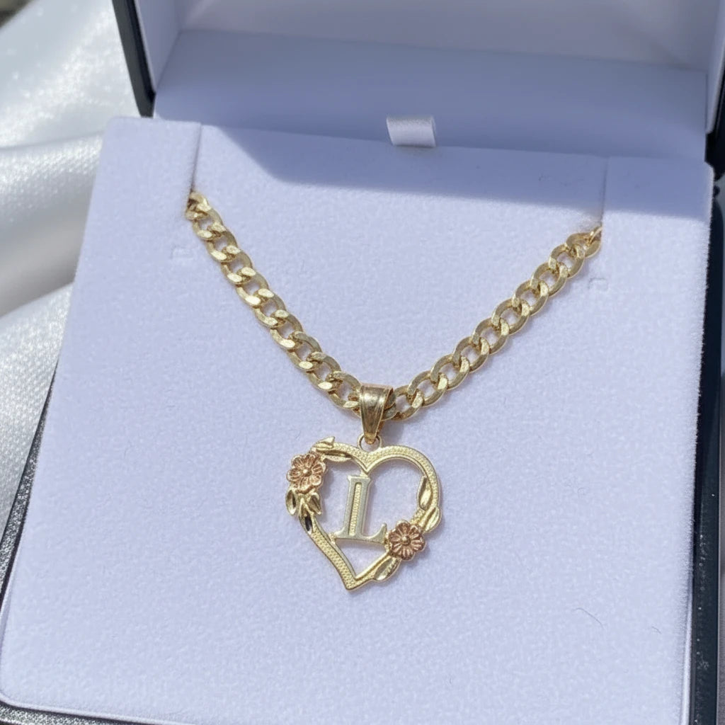 10k letter Heart Pendant