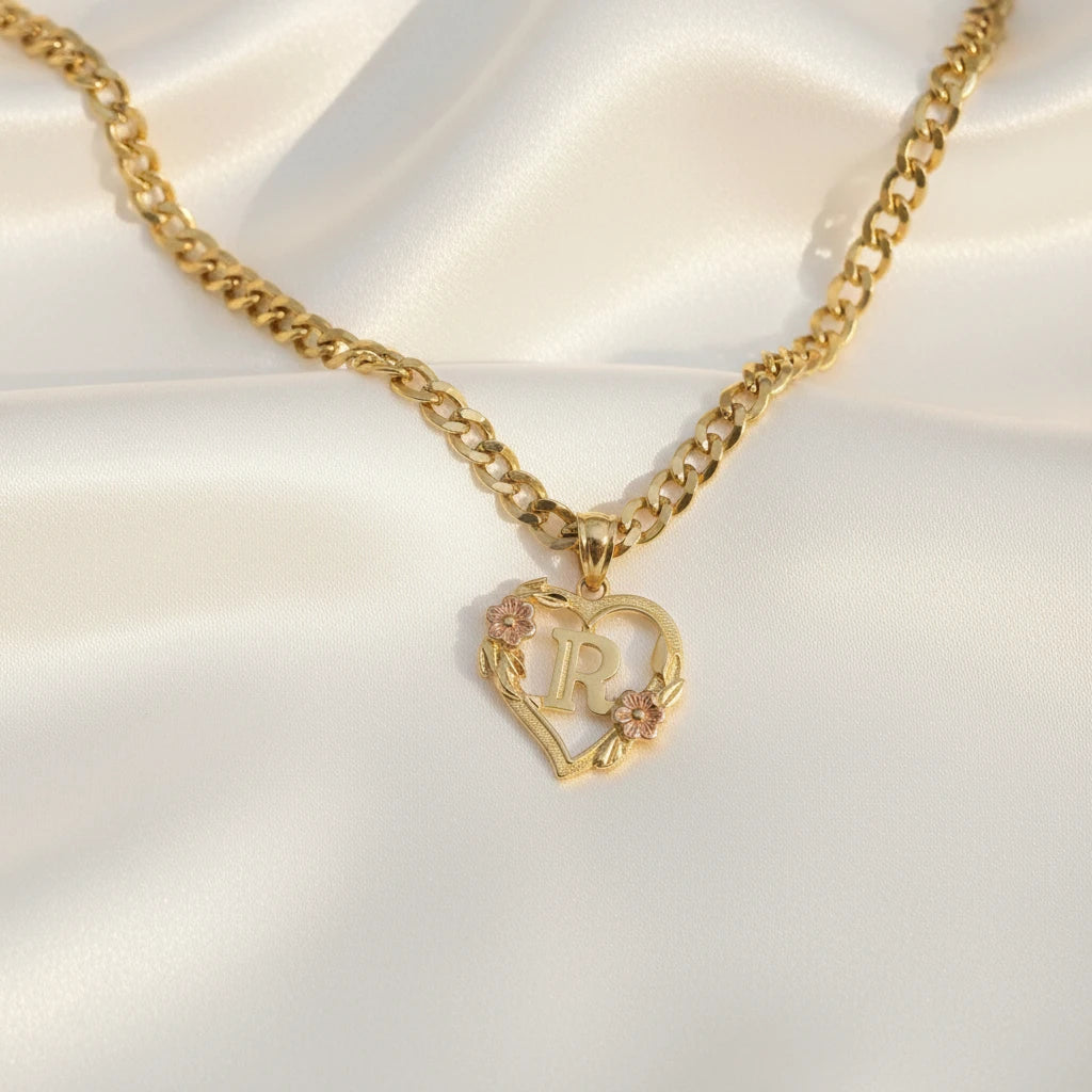 10k letter Heart Pendant