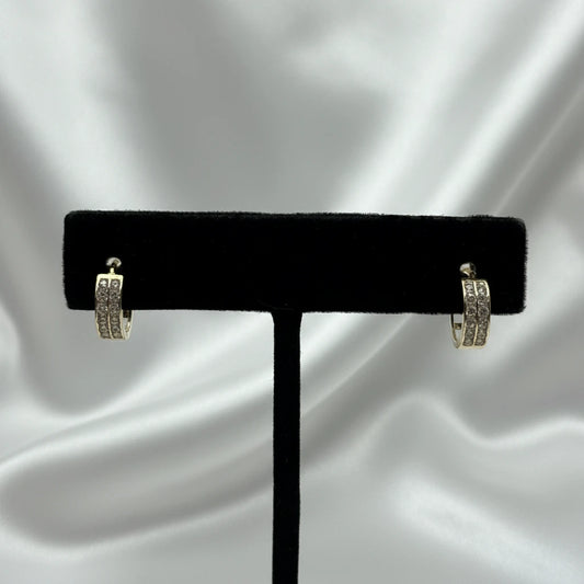 10k double row cz huggie earrings