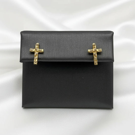 10k cz Nugget Cross Earrings
