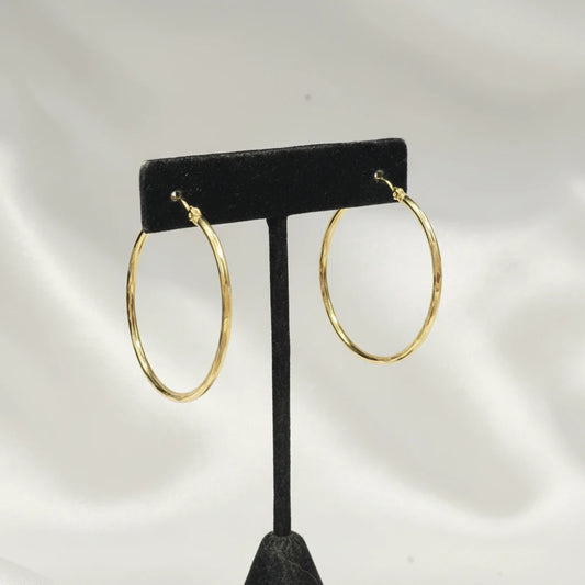 10k Diamond cut hoop earrings