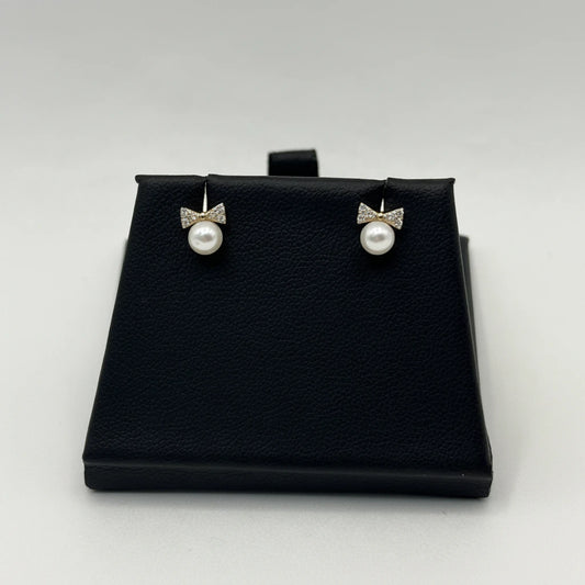 14k Pearl & Cubic Zirconia Earrings