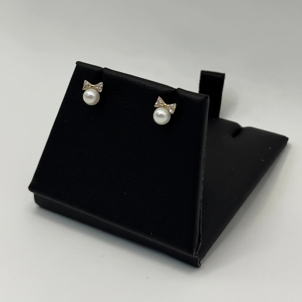 14k Pearl & Cubic Zirconia Earrings