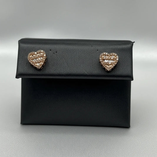 14k Rose Gold Heart Diamond Earrings