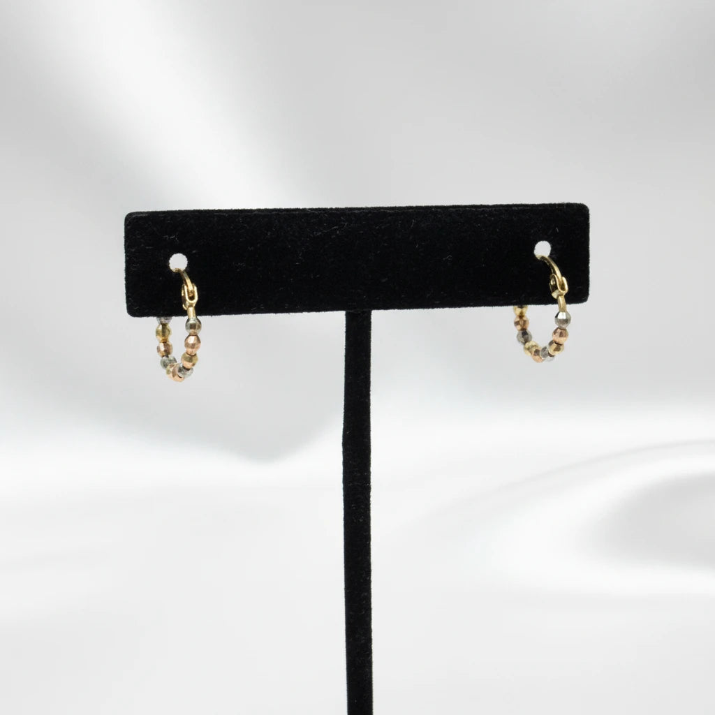 14k Tri-tone baby hoop earrings