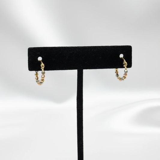 14k Tri-tone baby hoop earrings
