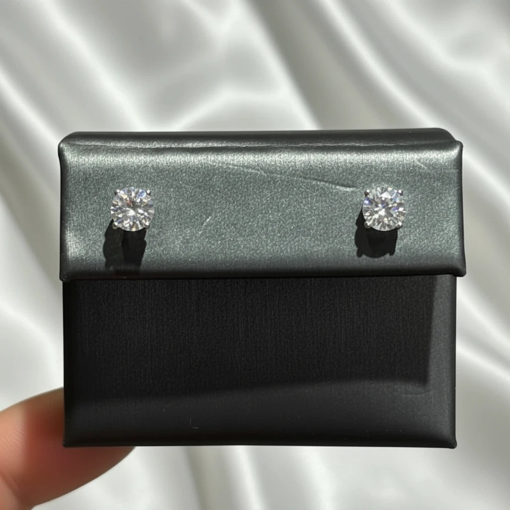 14k moissanite Screwback earrings