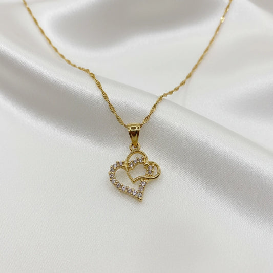 10k double heart pendant