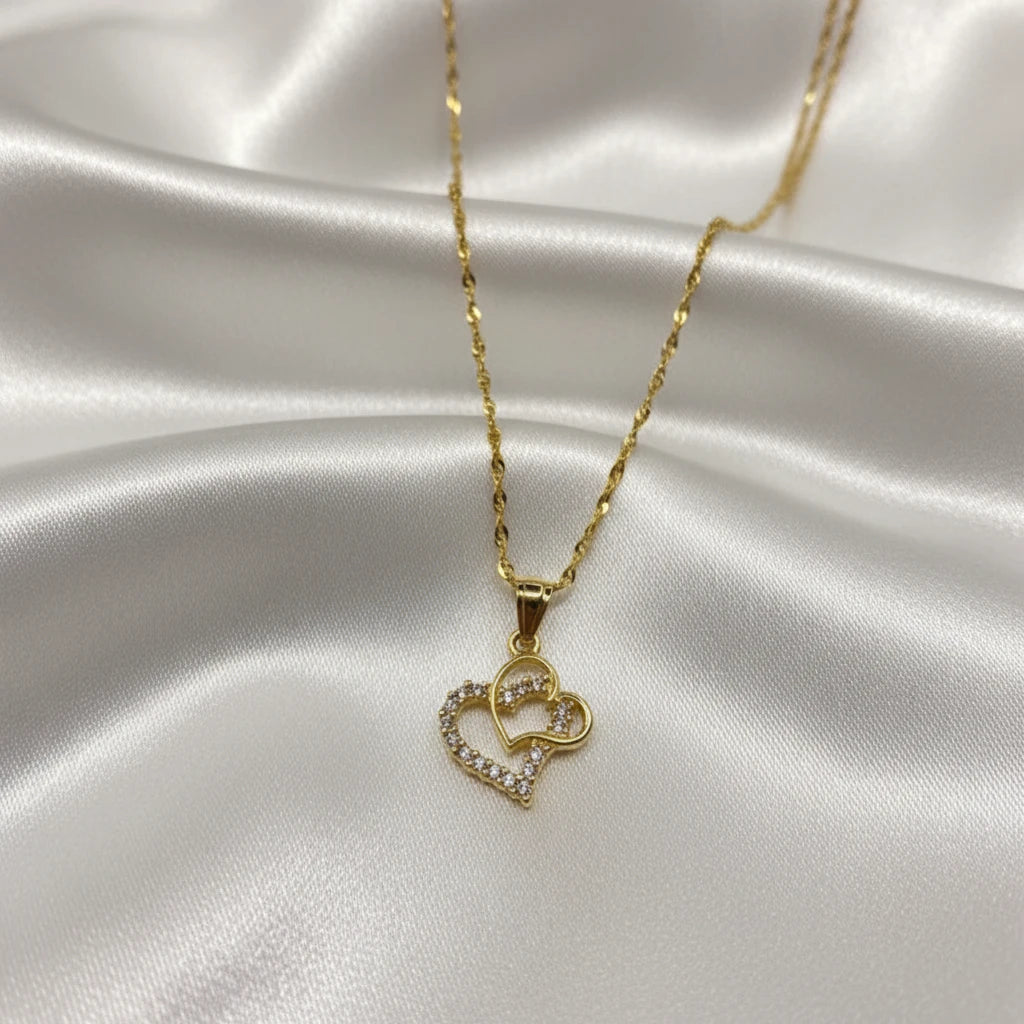 10k double heart pendant