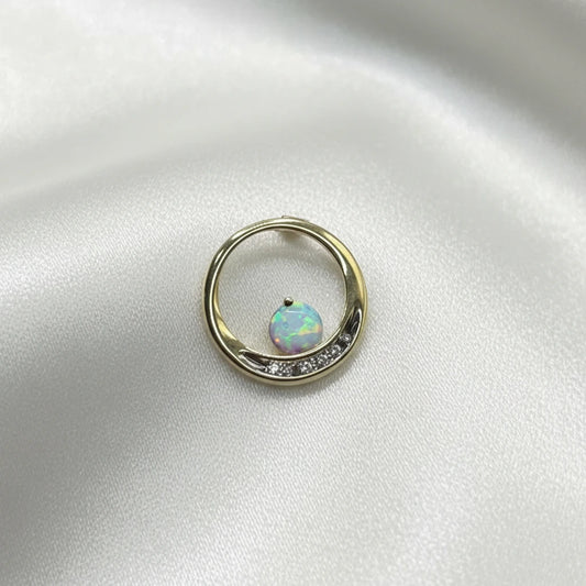 10k Opal & Diamond Pendant
