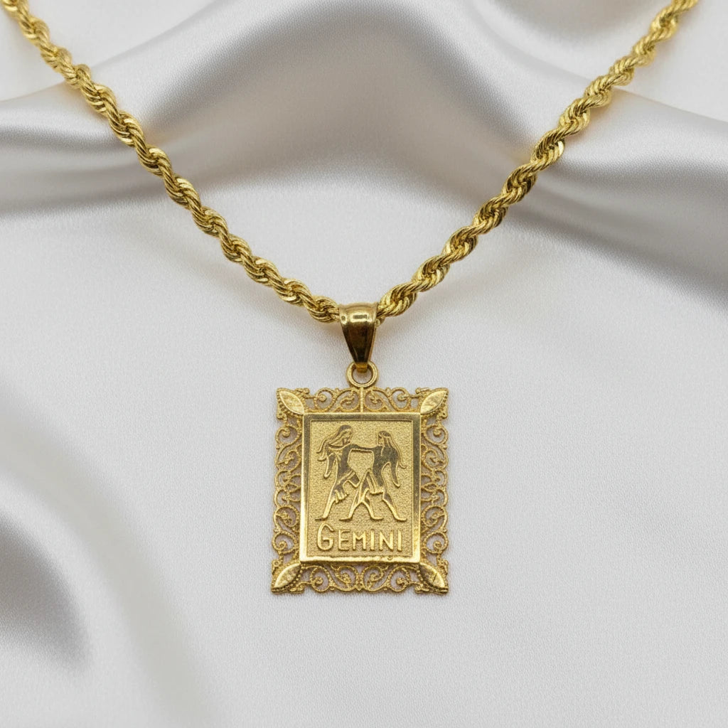 10k Gemini Zodiac pendant