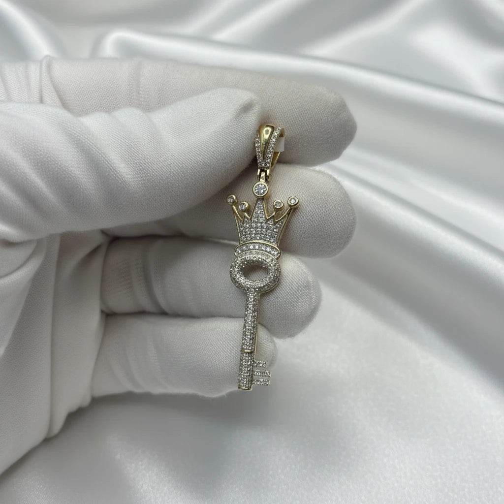 10k Diamond Key Pendant