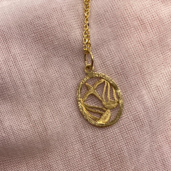 14k libra Zodiac Pendant
