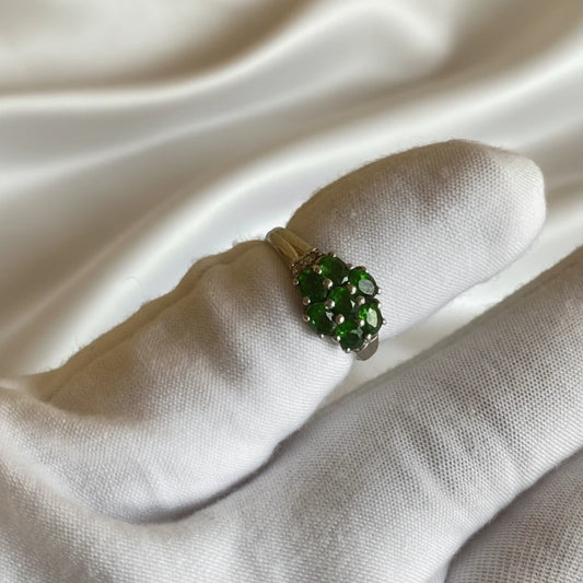 Sterling Silver Green Cz Cluster Ring