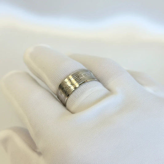 Sterling Silver Greek key design ring