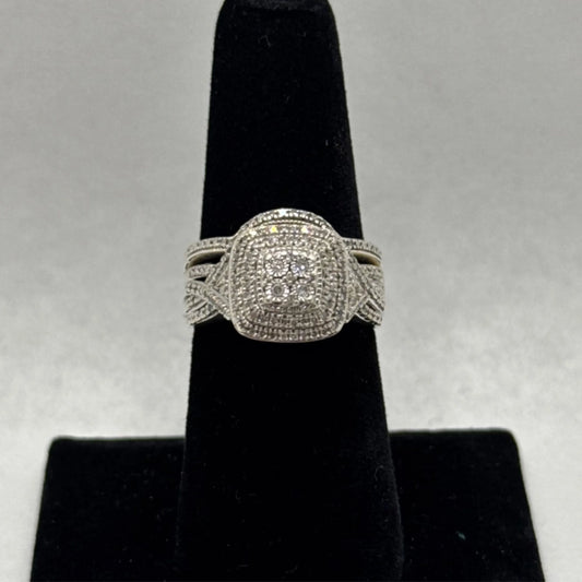 Sterling Silver Diamond Engagement set