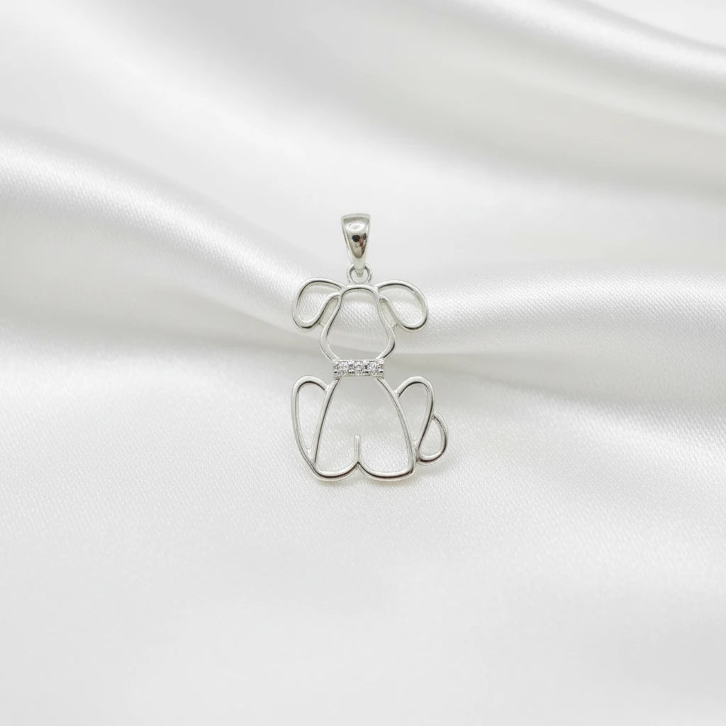 Sterling Silver Dog Cz pendant