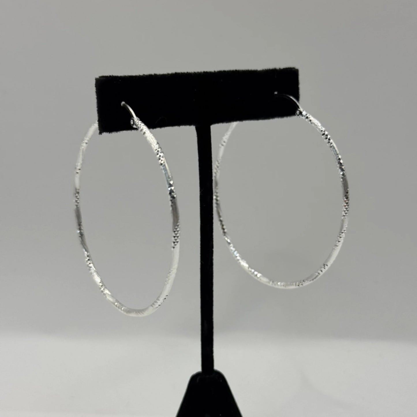 Sterling Silver Diamond cut Hoop Earrings