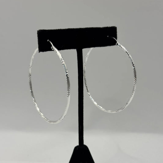 Sterling Silver Diamond cut Hoop Earrings