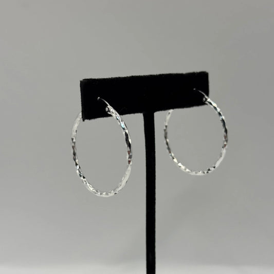 Sterling Silver Diamond Cut Hoop Earrings