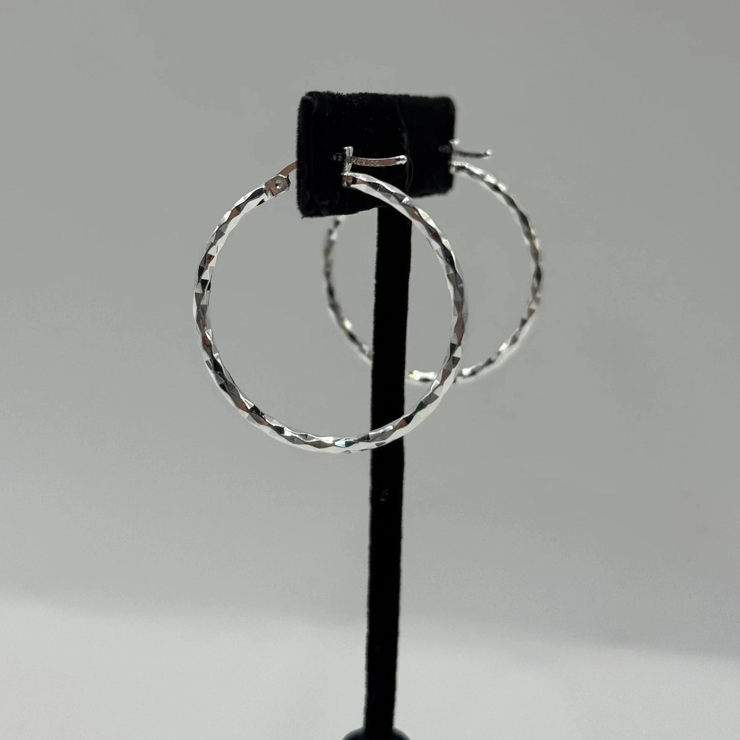 Sterling Silver Diamond Cut Hoop Earrings