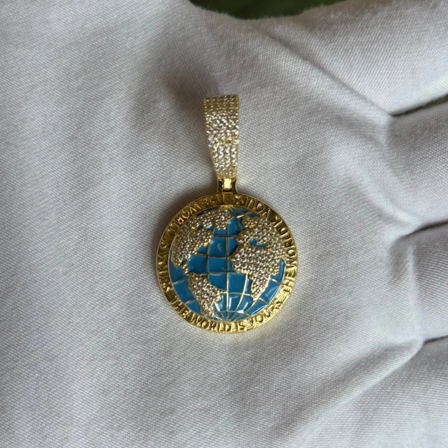 14k Over Sterling Silver “The World Is Yours” pendant