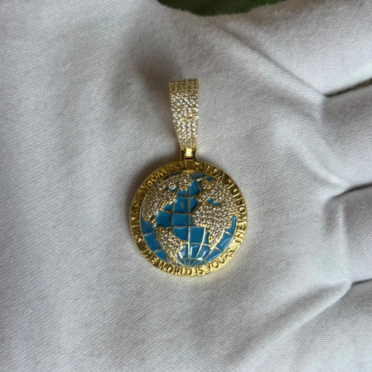14k Over Sterling Silver “The World Is Yours” pendant