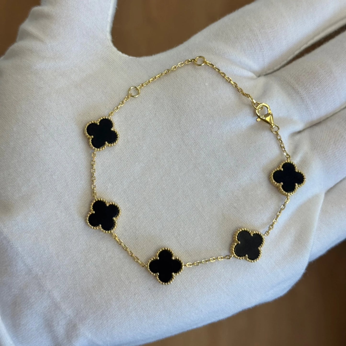 14k Over Sterling Silver Four leaf Clover bracelet
