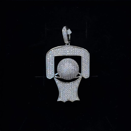Sterling Silver CZ basketball pendant