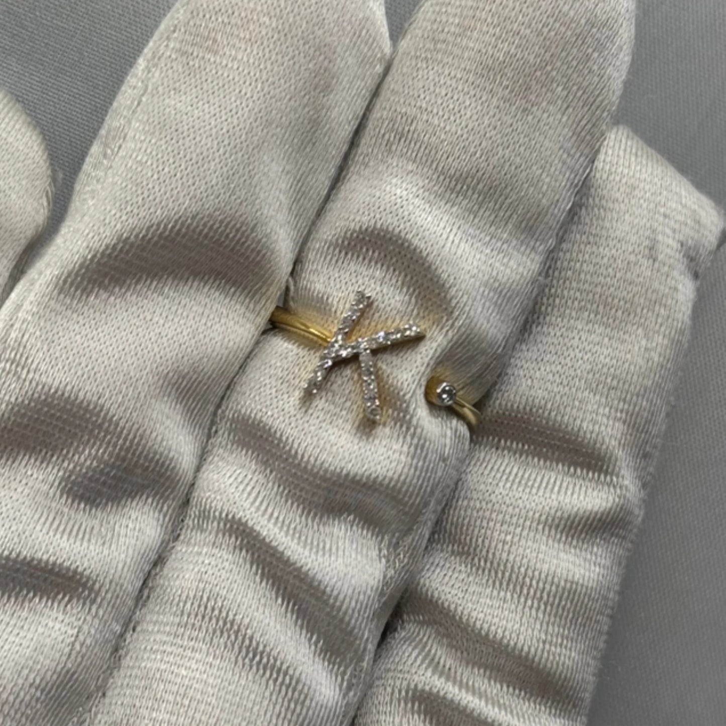 14k Diamond Letter K Ring