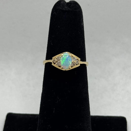 14k Diamond & Opal Ring