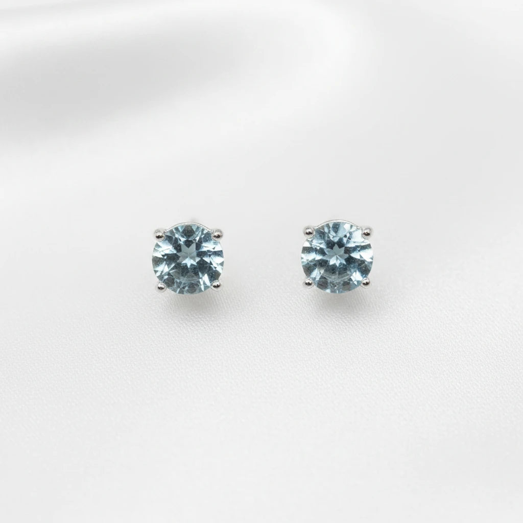 Sterling Silver Blue Jadeite Stud Earrings